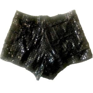 🌞 Frederick of Hollywood vintage black sequin high waist shorts hot pants S